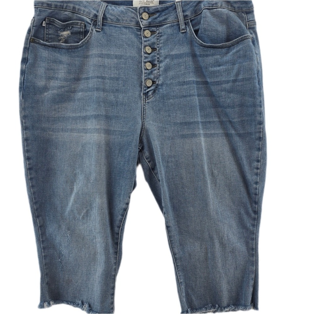 Judy Blue Medium Blue Button-Fly Cropped Ankle Jeans